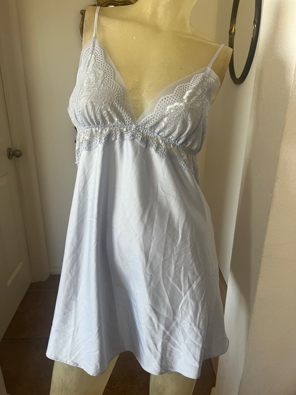 Flora by Flora Nikrooz Light Blue Lace Trim Chemise